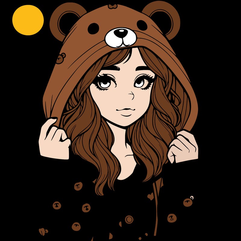 realistic girl in a animal pjs hoodie