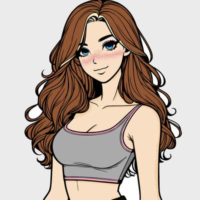 realistic girl with crop top