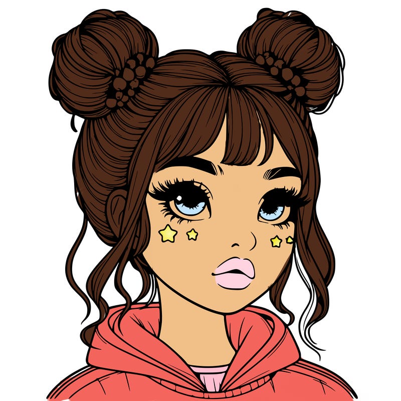 realistic girl with space buns