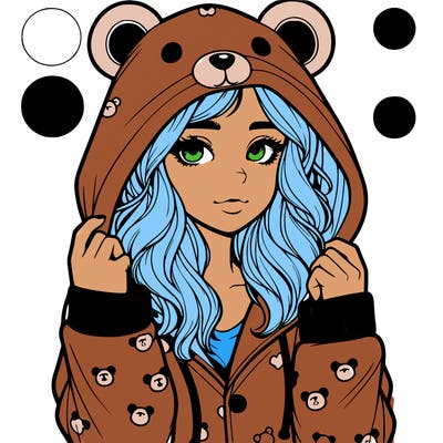 realistic girl in a animal pjs hoodie