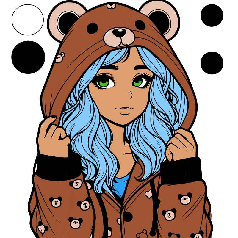realistic girl in a animal pjs hoodie