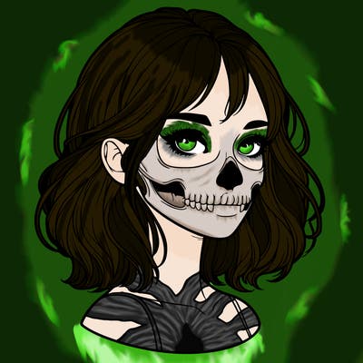 realistic girl with skull