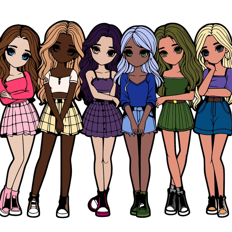 a group of girls realistic