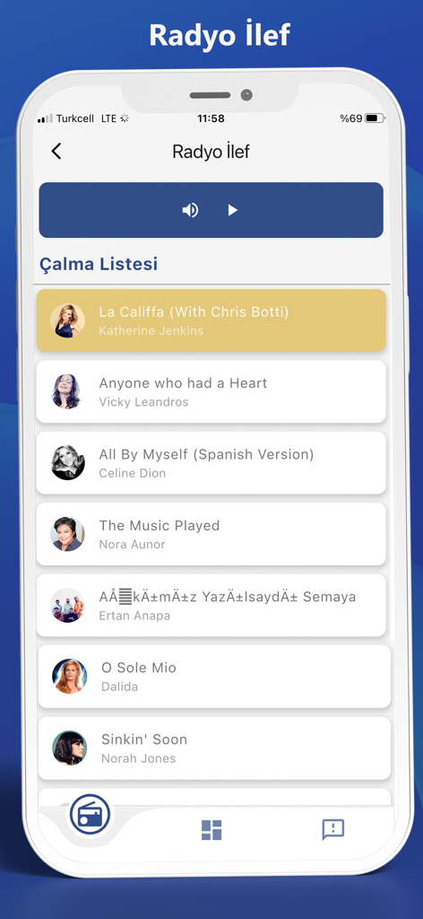 Playlist of Radyo Ilef in the Ankara University mobile app