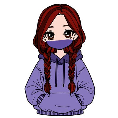 a realistic girl with a oversized hoodie and she has braids