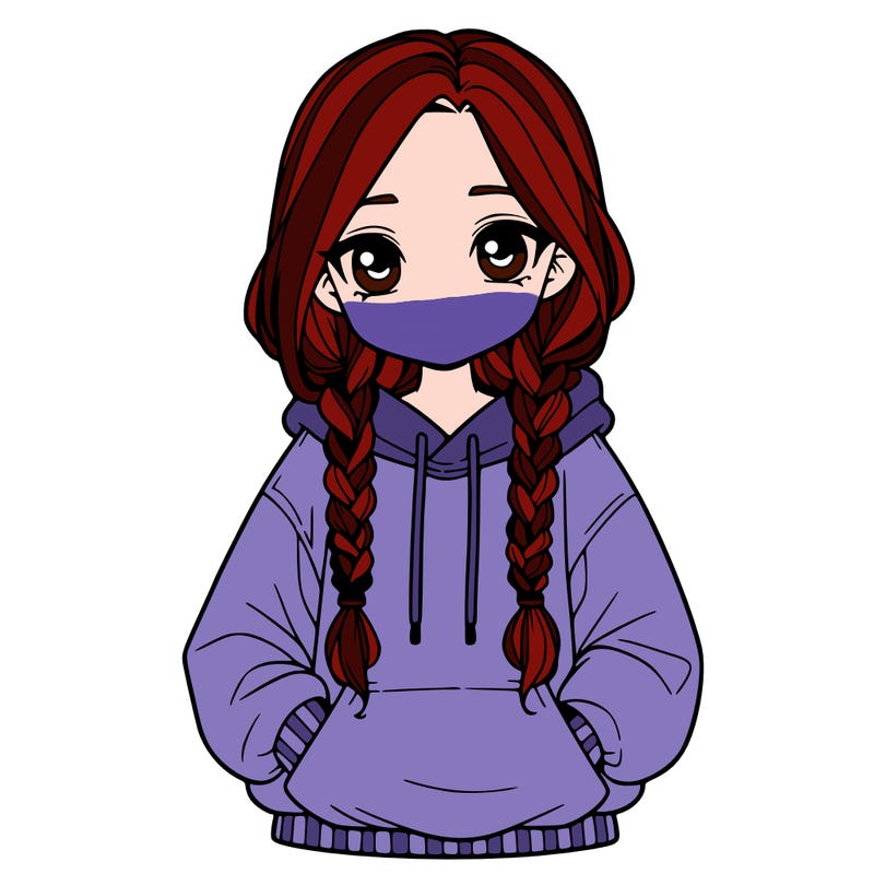 a realistic girl with a oversized hoodie and she has braids