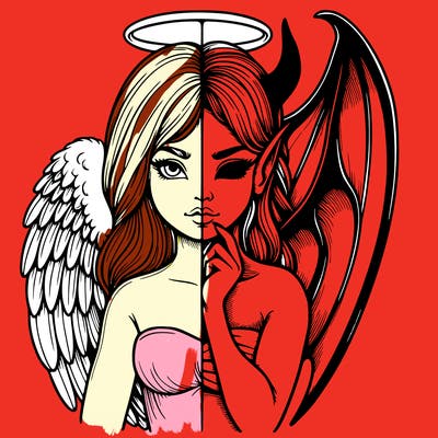 realistic angel half demon