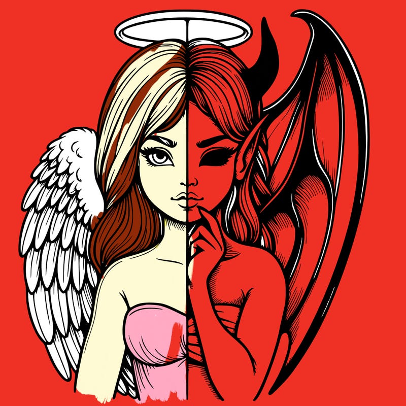 realistic angel half demon