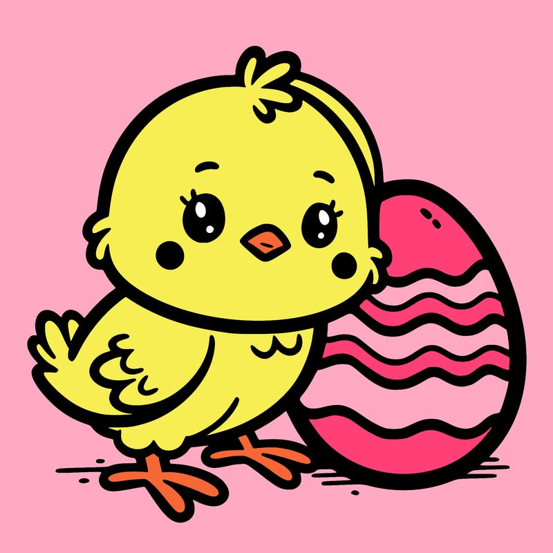 an easter chick with an easter egg