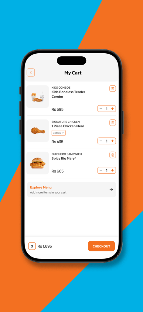 Mary Brown's Chicken - Mary Brown's Chicken app shopping cart screen showing chicken meals and a checkout button