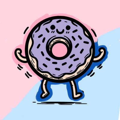 donut with stick legs and stick arms