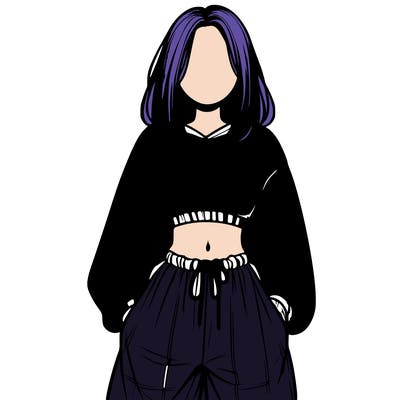 realistic girl faceless with baggy pants and a crop top