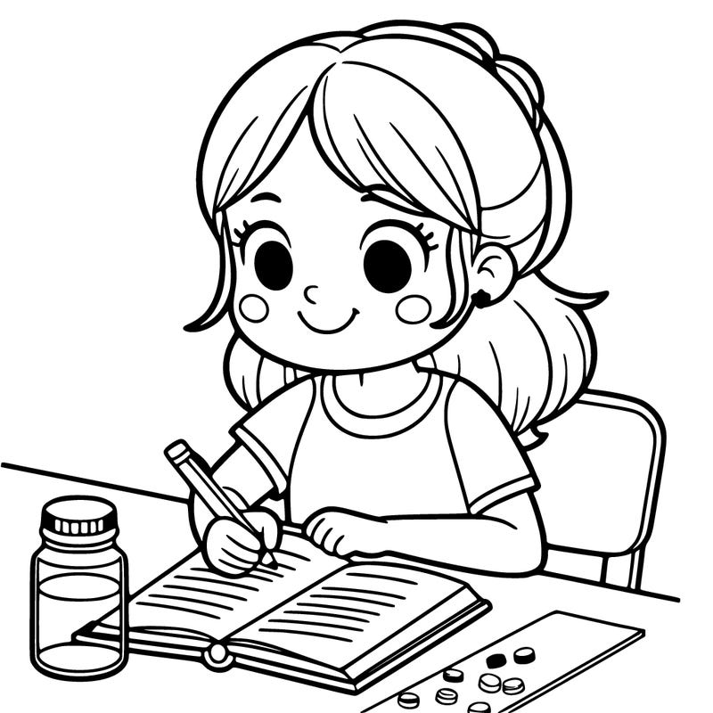 a girl studying