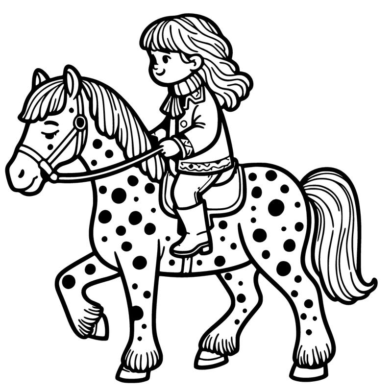 girl riding spotted horse