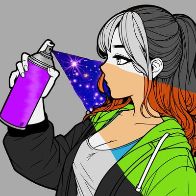 a realistic girl spray, painting