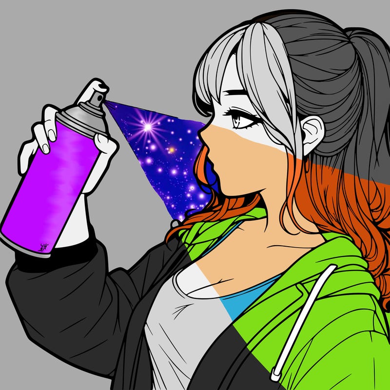 a realistic girl spray, painting