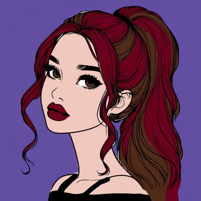 realistic girl with a ponytail on her hair and lips