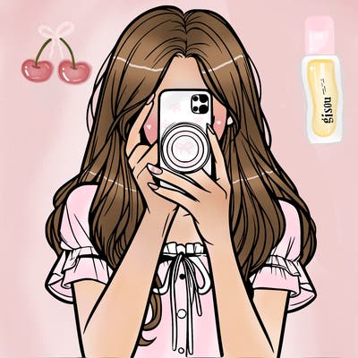 a realistic girl holding her phone taking pictures