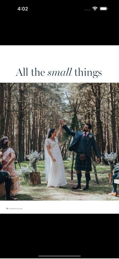 Tie the Knot Scotland - A bride and groom celebrate their wedding in a Scottish forest with the groom wearing a traditional kilt