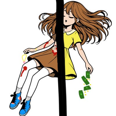 realistic girl floating