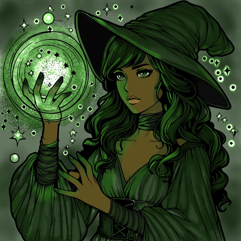 realistic women sorcerer using magic