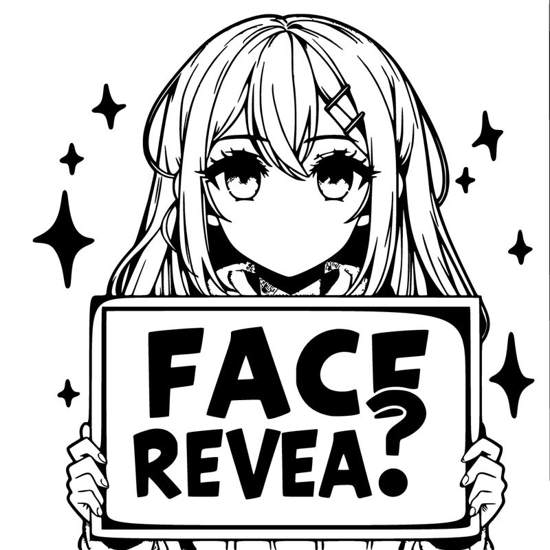 manga girl with sigh that says face reveal?