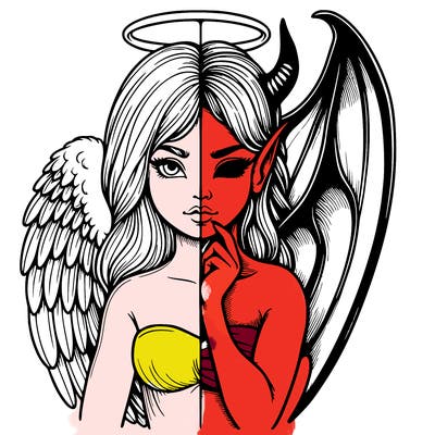 realistic angel half demon