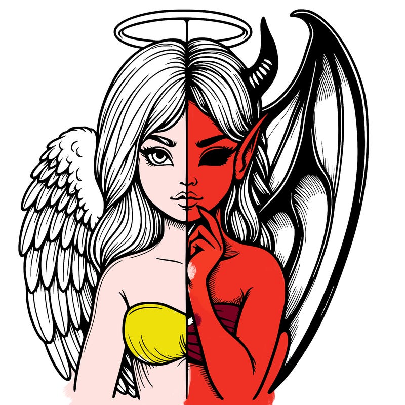 realistic angel half demon