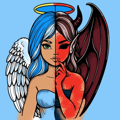 realistic angel half demon