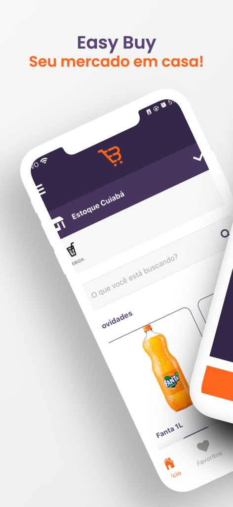 Easy Buy Brasil - Easy Buy Brasil app screen showing grocery products and a search bar for shopping within residential buildings