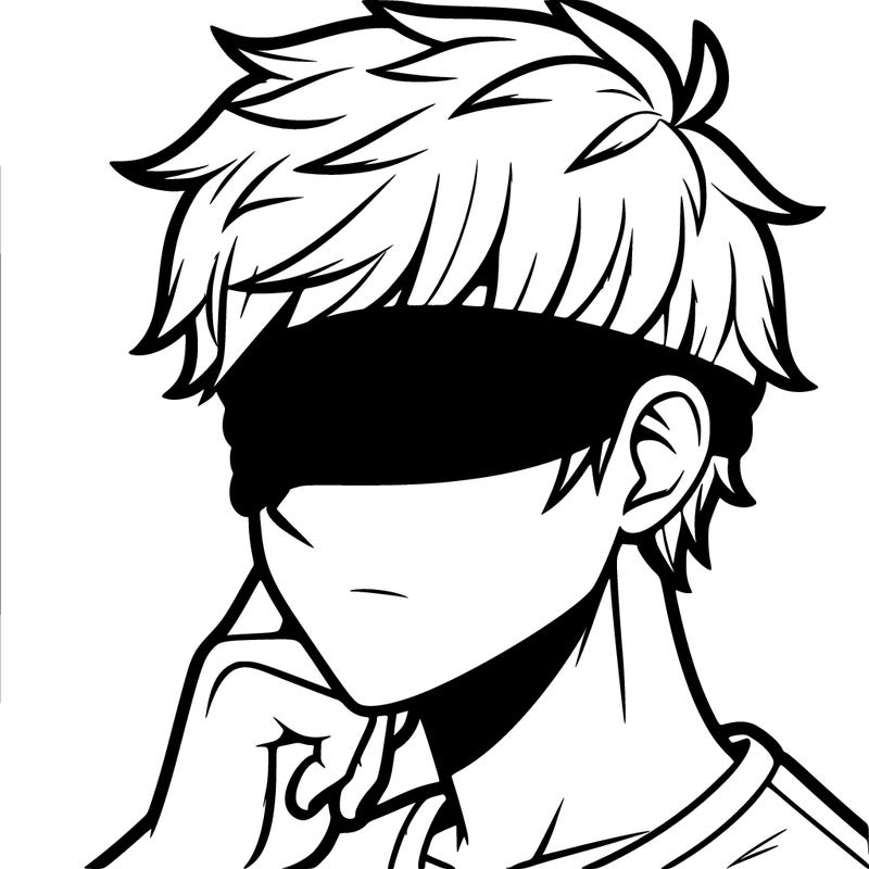a guy with a black blind fold and white hair