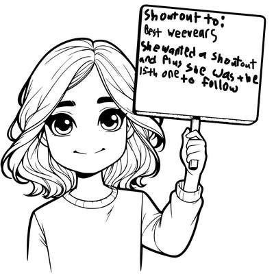realistic girl holding up a sign