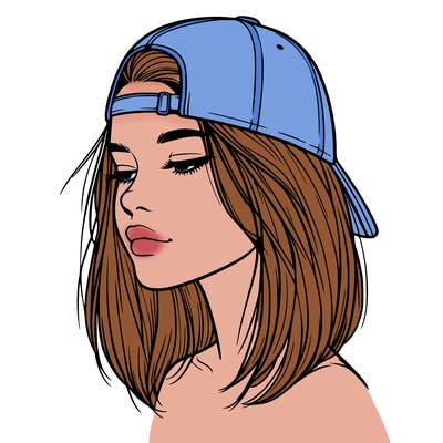 realistic  girl with a backwards hat