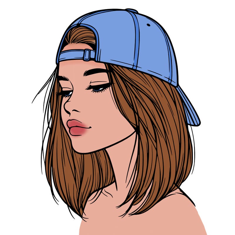 realistic  girl with a backwards hat