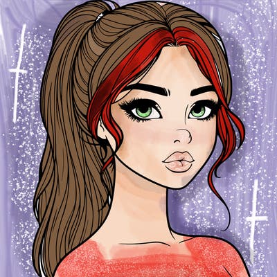 realistic girl with a ponytail and lips