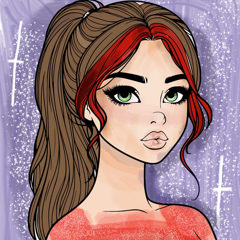 realistic girl with a ponytail and lips