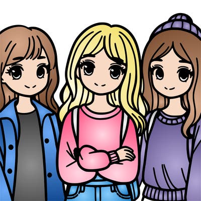 a group of three girls