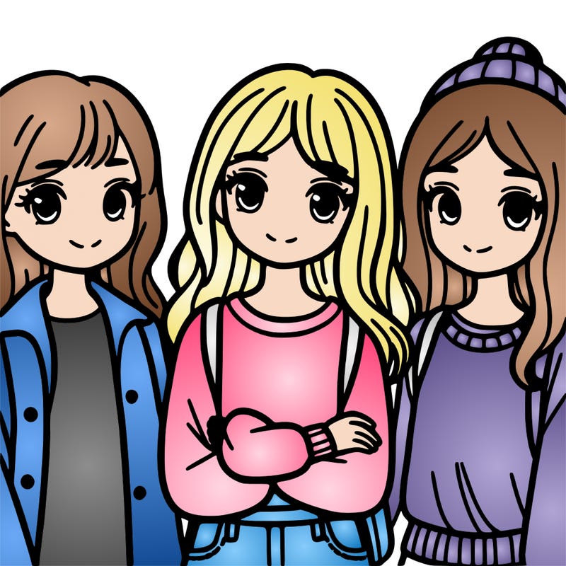 a group of three girls