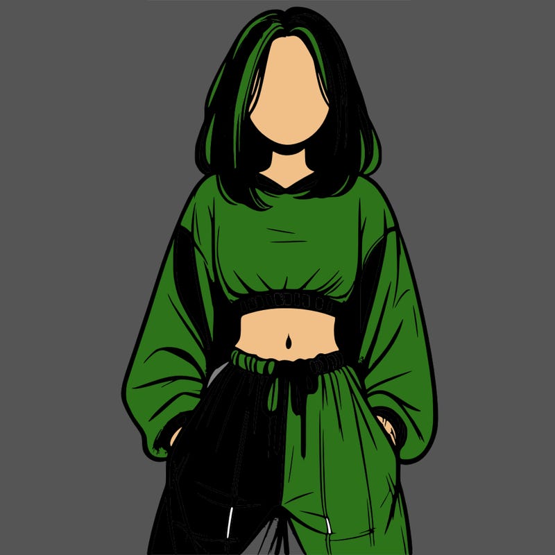 realistic girl faceless with baggy pants and a crop top