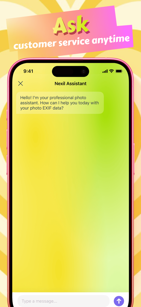 Nexil - Share Without Worry - Nexil Assistant chat interface for professional photo EXIF data support