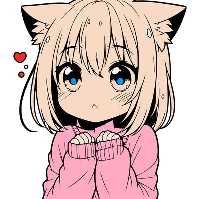 shy anime catgirl