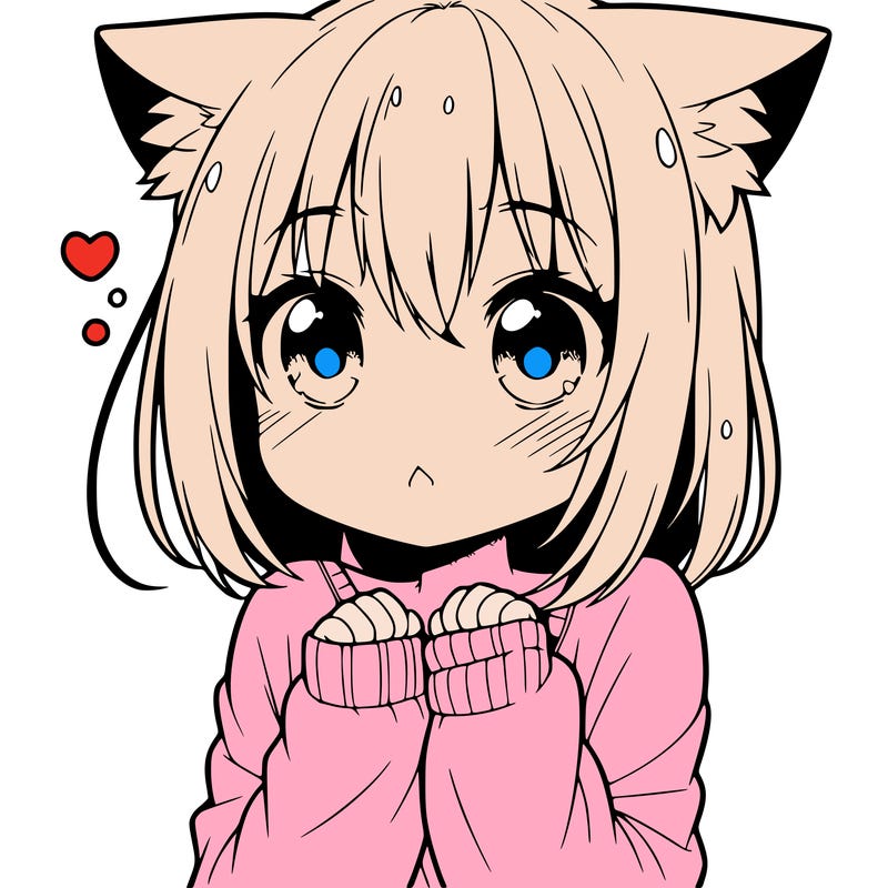 shy anime catgirl