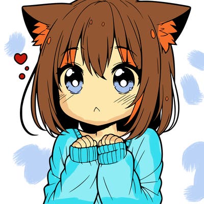 shy anime catgirl
