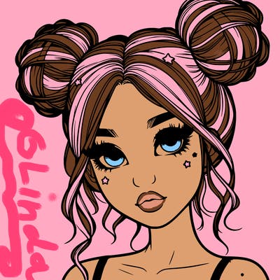 realistic girl with space buns