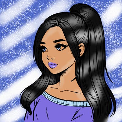 realistic girl with a high ponytail