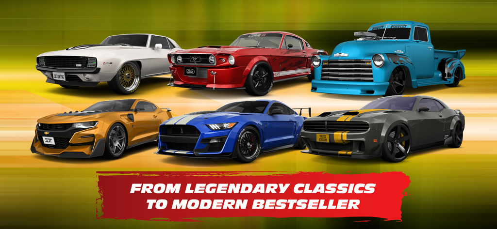3DTuning: Car Game & Simulator - A collection of customized classic and modern cars including muscle cars and trucks from the 3DTuning app