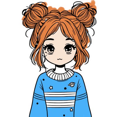 girl with messy space buns and sweater
