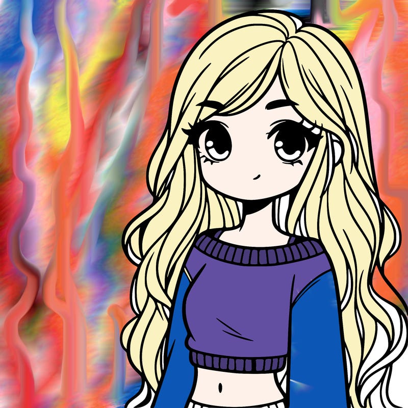 girl with long hair and a crop top with a sweater