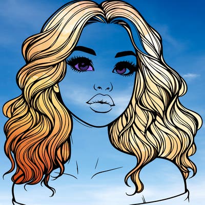 realistic girl with wavy hair and lips