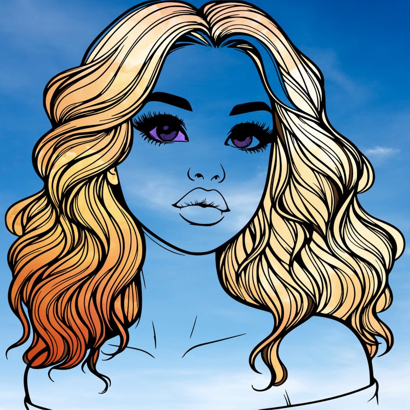 realistic girl with wavy hair and lips